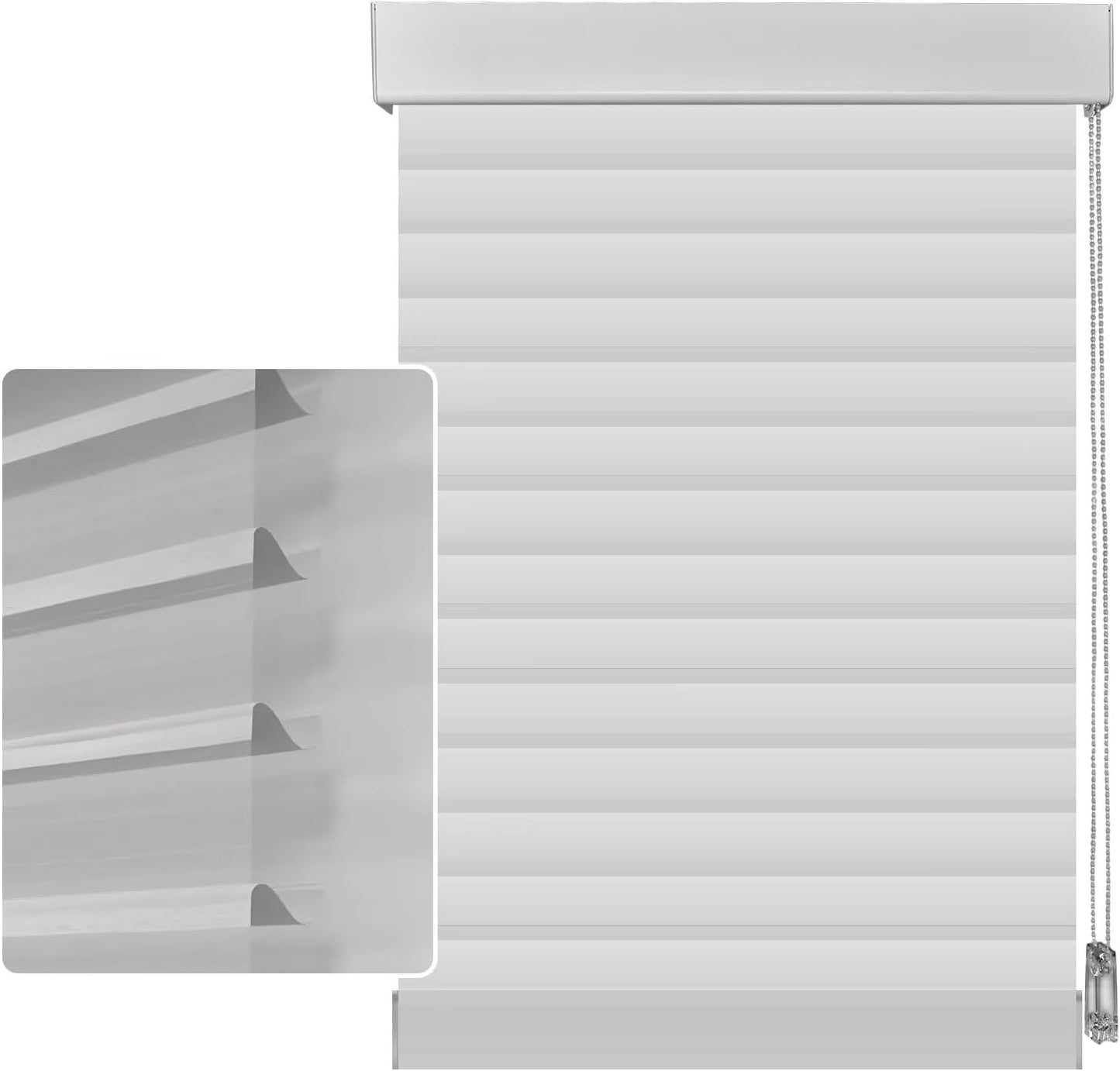 Etokfoks 59in H Grey Light Filtering Dual Layer Blinds Shades for Windows