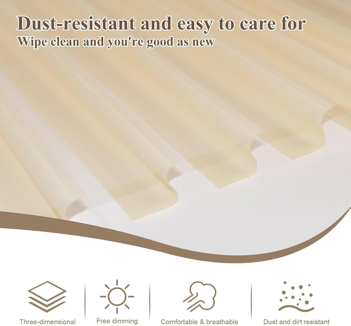 Etokfoks 59in H Beige Light Filtering Dual Layer Blinds Shades for Windows