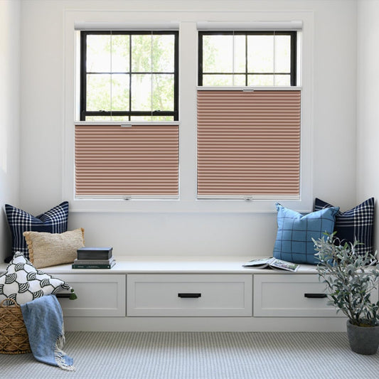 Etokfoks 67in W Pink Blackout Shades Cellular Blinds for Indoor Windows with Top Down Room