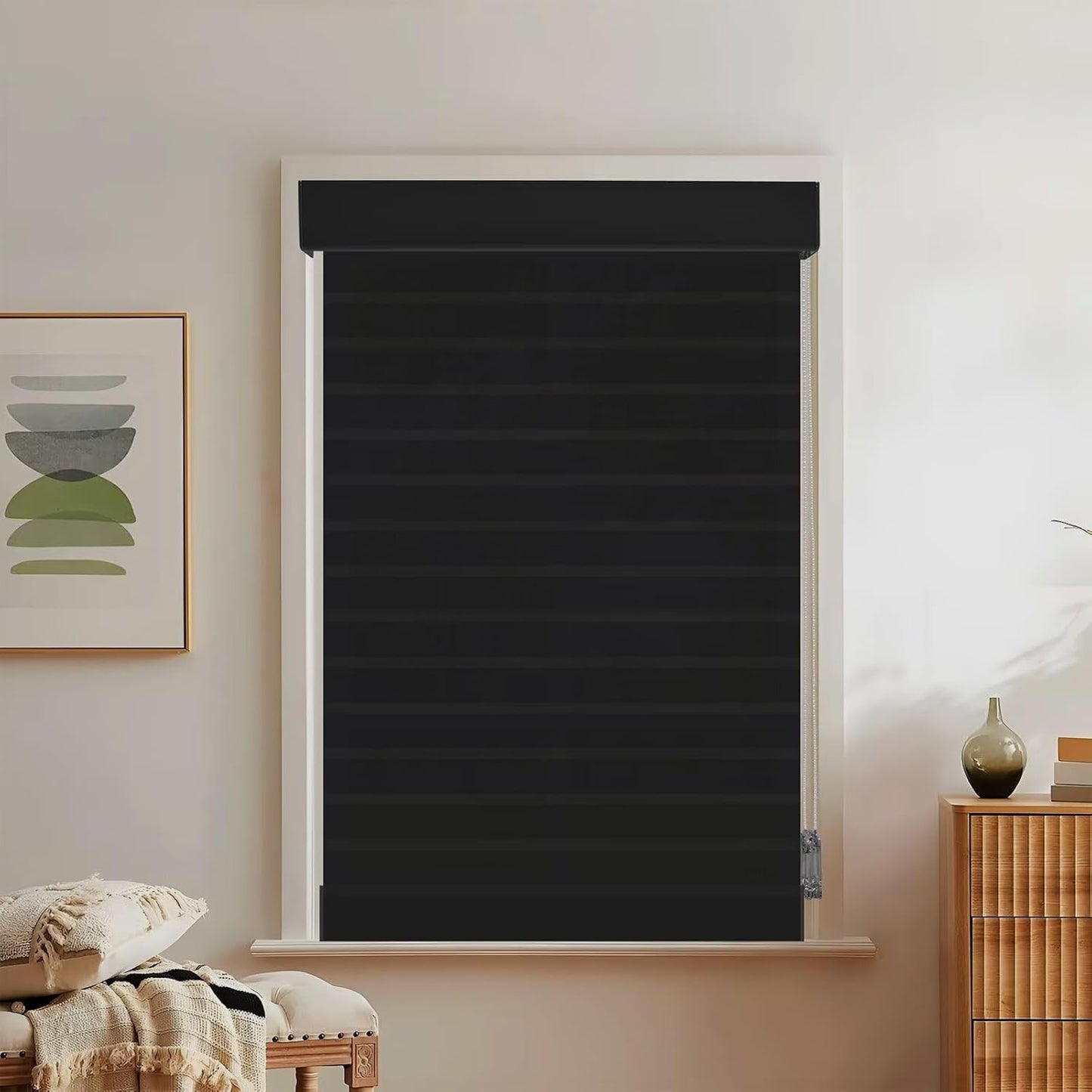 Etokfoks 59in H Black Light Filtering Dual Layer Blinds Shades for Windows