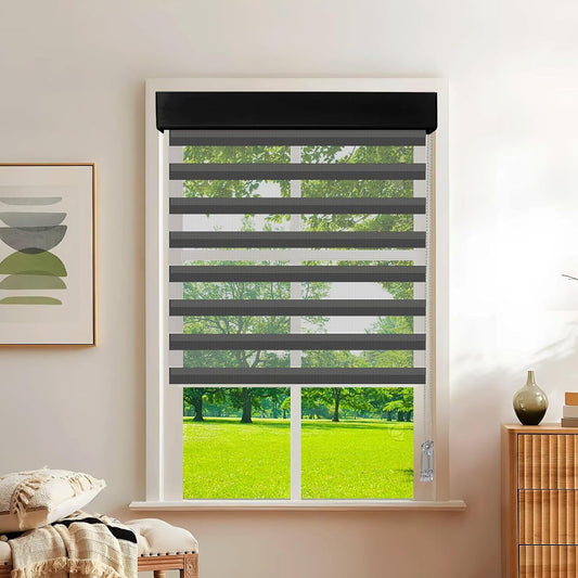 Etokfoks 59in H Black Light Filtering Dual Layer Blinds Shades for Windows