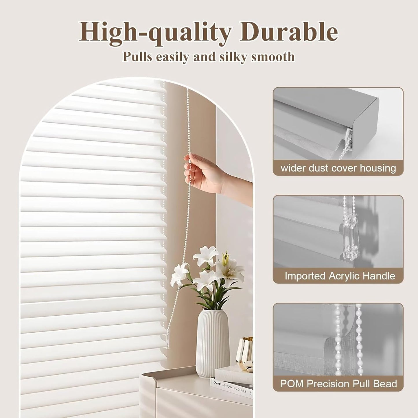 Etokfoks 59in H Grey Light Filtering Dual Layer Blinds Shades for Windows