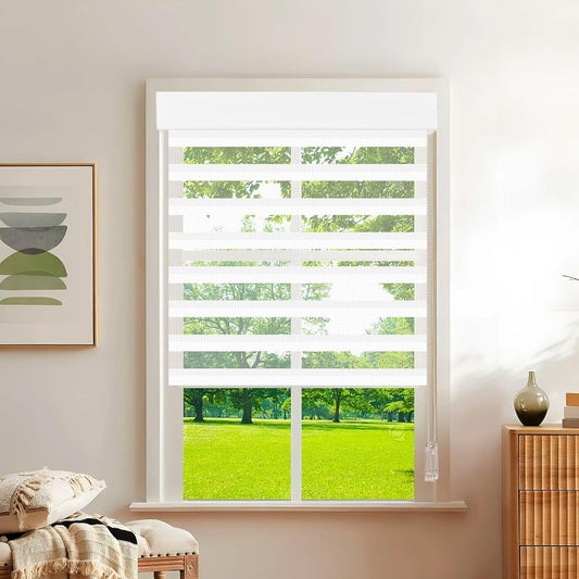 Etokfoks 59in H White Light Filtering Dual Layer Blinds Shades for Windows