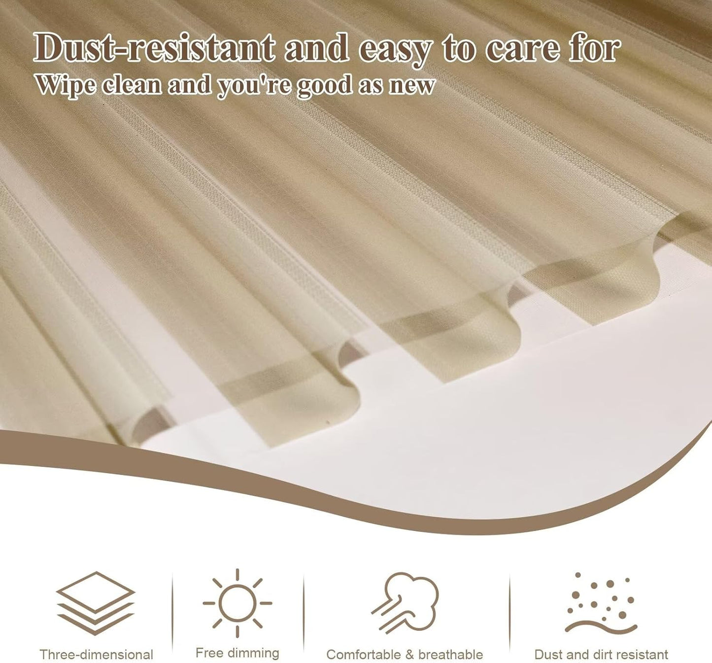 Etokfoks 59in H Coffee Light Filtering Dual Layer Blinds Shades for Windows