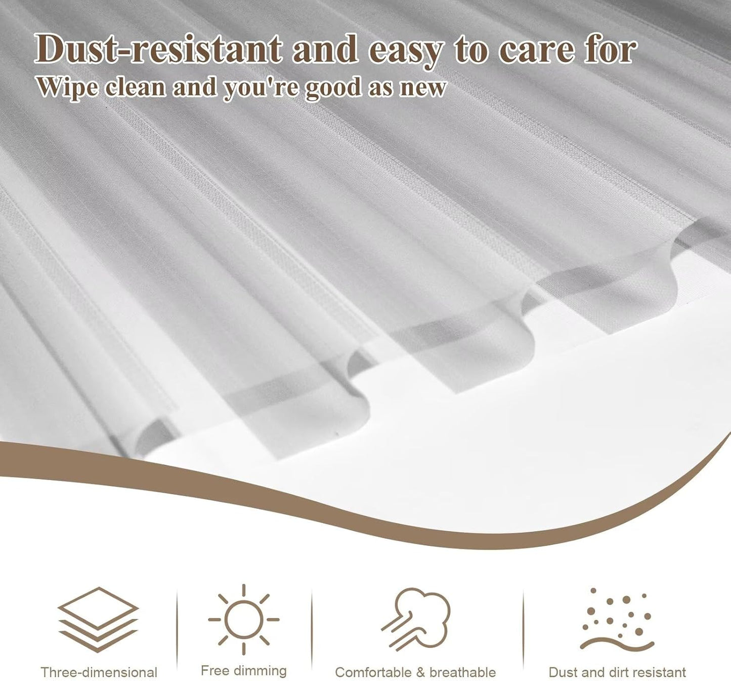 Etokfoks 59in H Grey Light Filtering Dual Layer Blinds Shades for Windows