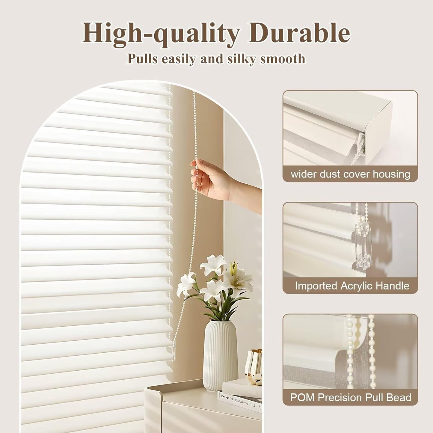 Etokfoks 59in H Off White Light Filtering Dual Layer Blinds Shades for Windows