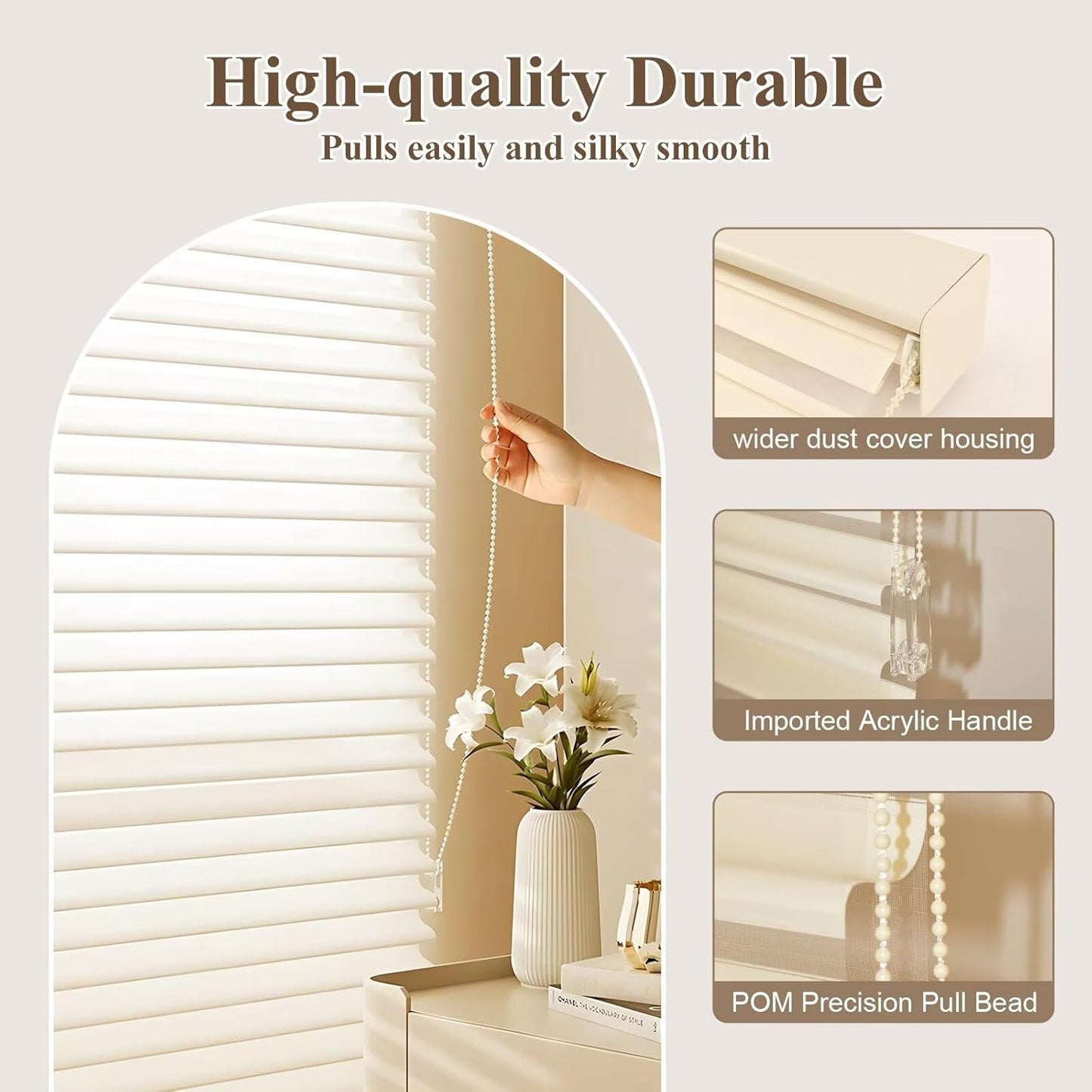 Etokfoks 59in H Beige Light Filtering Dual Layer Blinds Shades for Windows