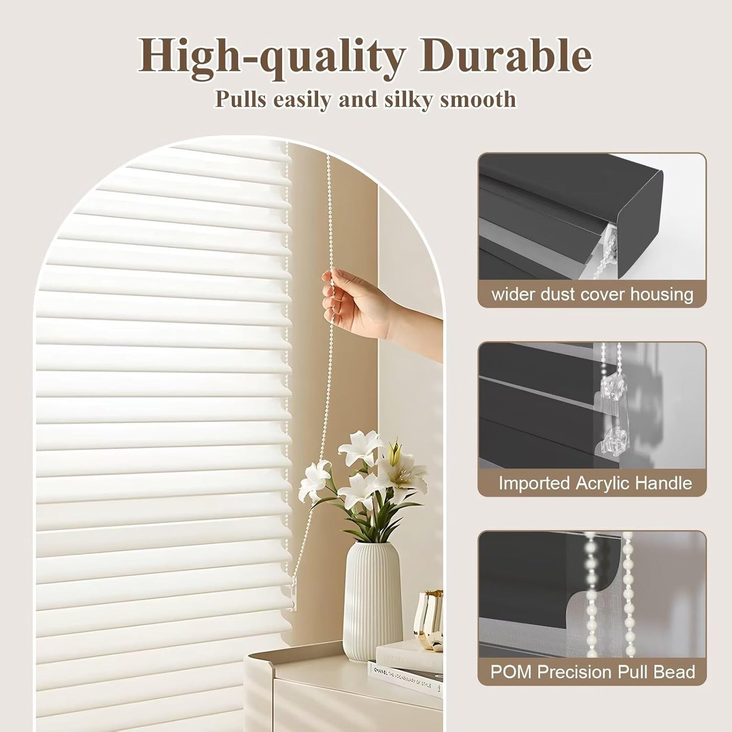 Etokfoks 59in H Black Light Filtering Dual Layer Blinds Shades for Windows