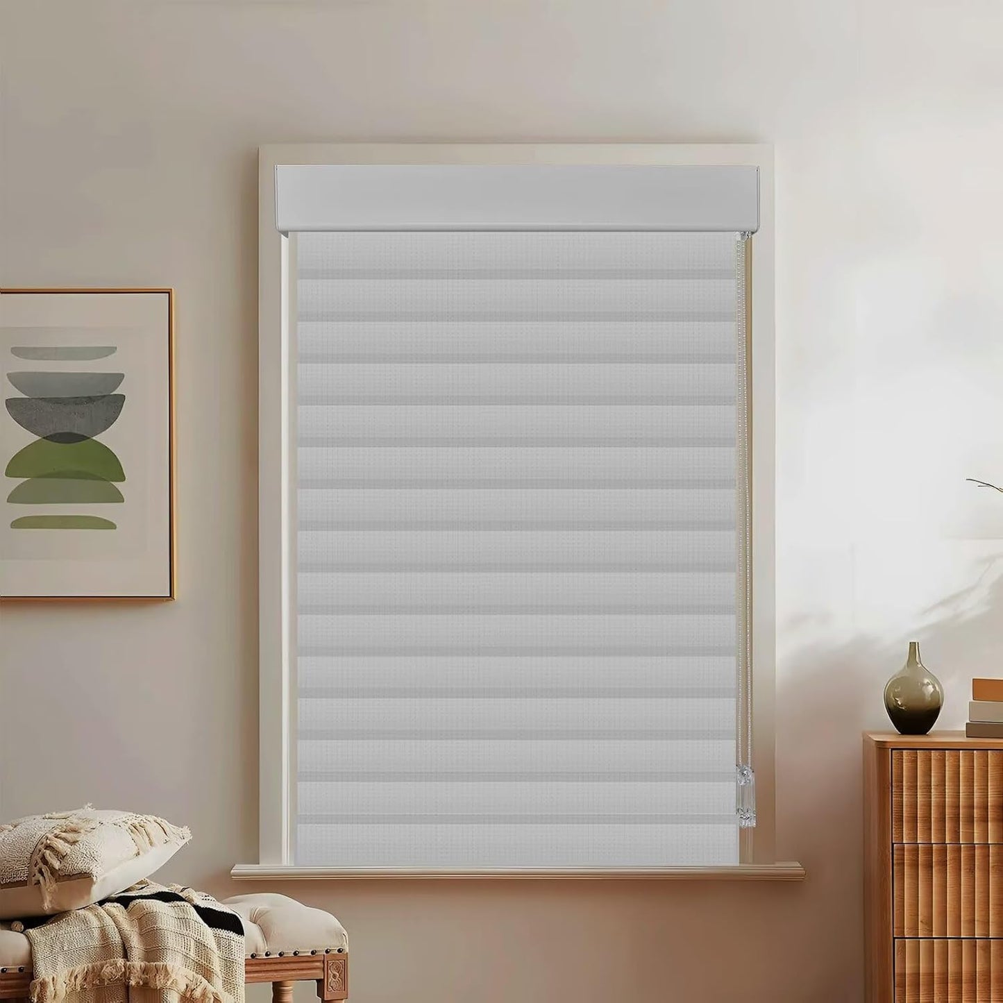 Etokfoks 59in H Grey Light Filtering Dual Layer Blinds Shades for Windows