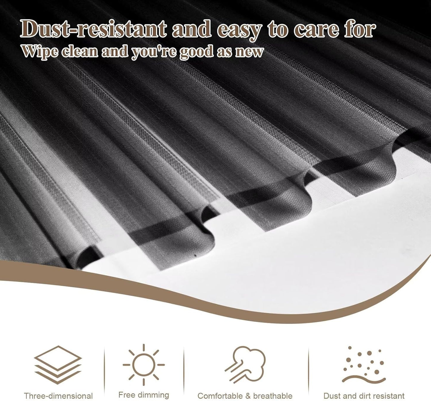 Etokfoks 59in H Black Light Filtering Dual Layer Blinds Shades for Windows