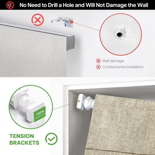 Etokfoks 44 in W Blackout Beige Roman Shade Lightweight Fabric Blinds for Indoor Windows