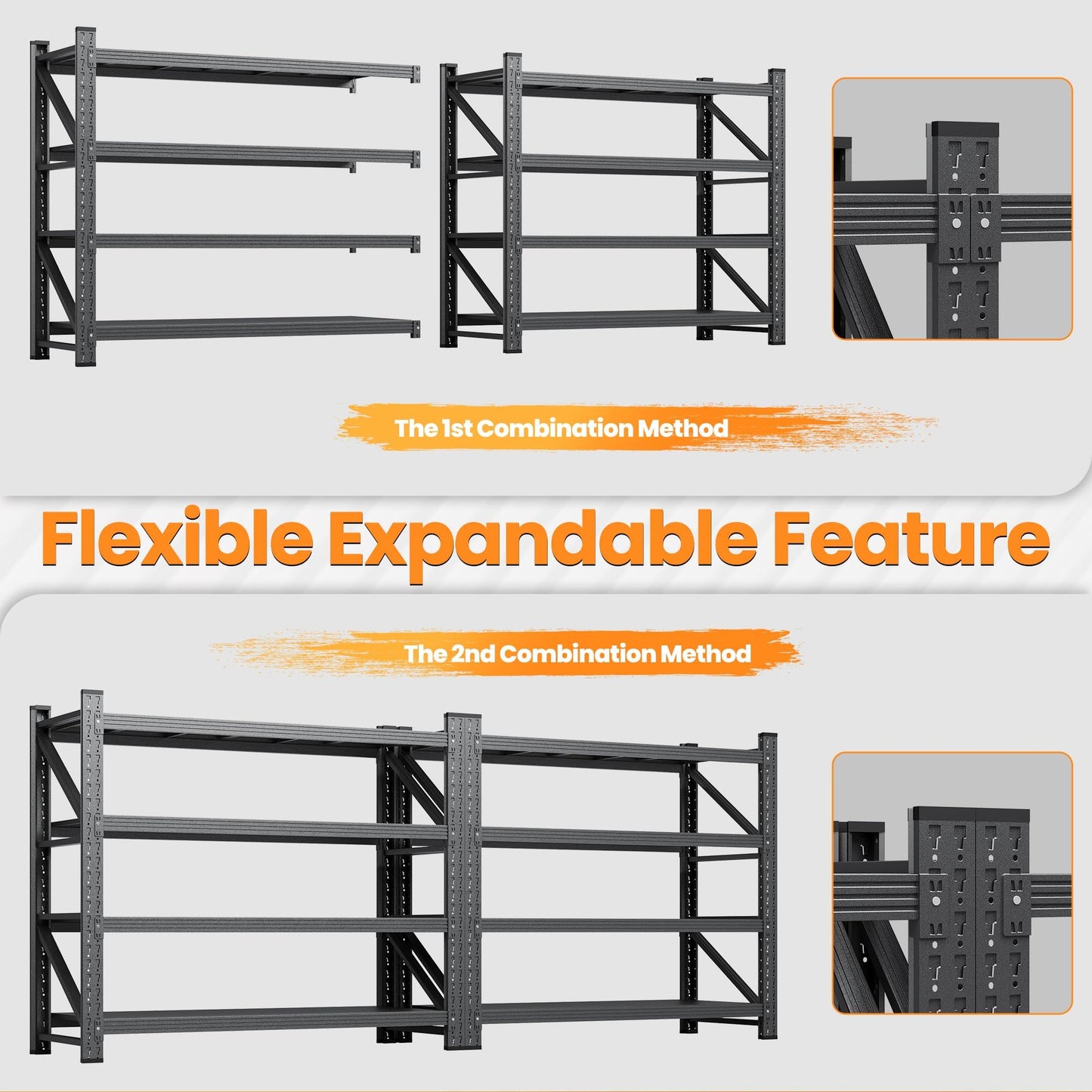 Adrinfly Heavy-Duty Garage Storage Shelves with Adjustable Layers, 5000 lbs Capacity, Reinforced Metal Frame, Expandable Design for Garage/Shop/Warehouse/Basement