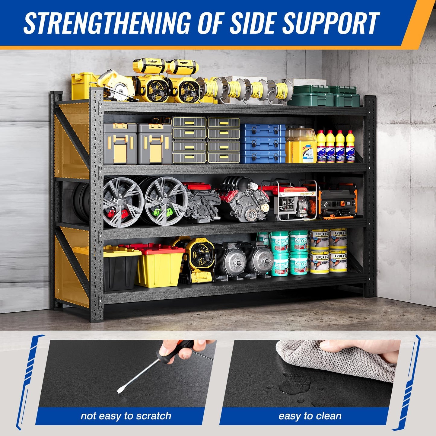 Adrinfly Extra Large Heavy-Duty Steel Shelving 71"W x 24"D x 69"H, 4 Adjustable Shelves, 5000LBS Load Capacity for Garage, Factory, Warehouse Storage