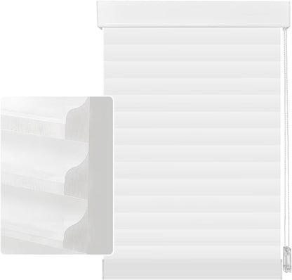 Etokfoks 59in H White Light Filtering Dual Layer Blinds Shades for Windows