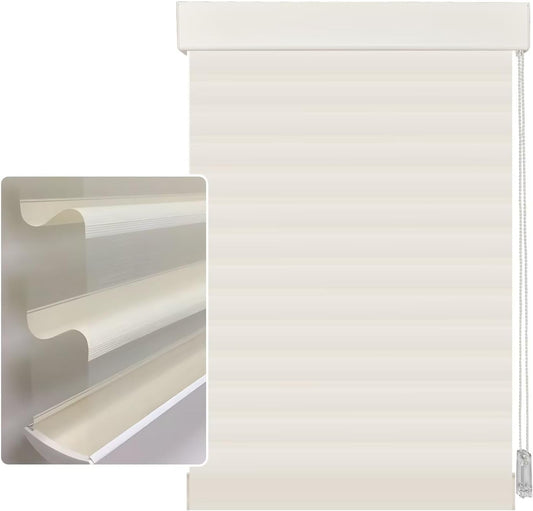 Etokfoks 59in H Beige Light Filtering Dual Layer Blinds Shades for Windows