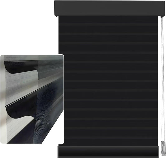 Etokfoks 59in H Black Light Filtering Dual Layer Blinds Shades for Windows