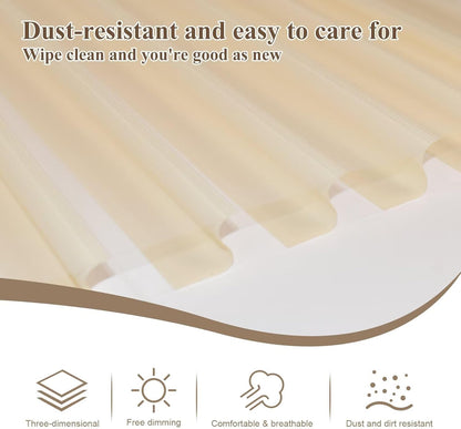 Etokfoks 59in H Beige Light Filtering Dual Layer Blinds Shades for Windows
