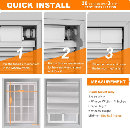 Etokfoks 67in W Gray Blackout Shades Cellular Blinds for Indoor Windows with Top Down Room