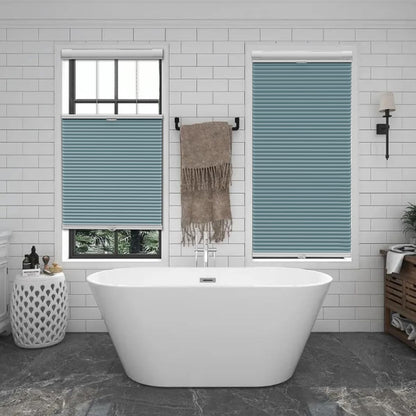 Etokfoks 67in W Blue Blackout Shades Cellular Blinds for Indoor Windows with Top Down Room