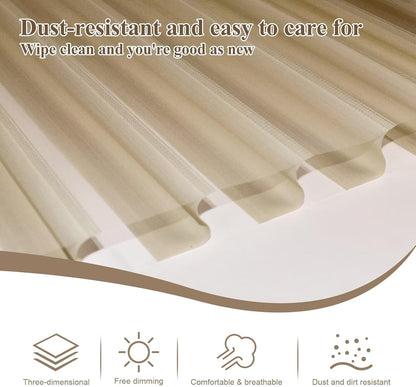 Etokfoks 59in H Coffee Light Filtering Dual Layer Blinds Shades for Windows