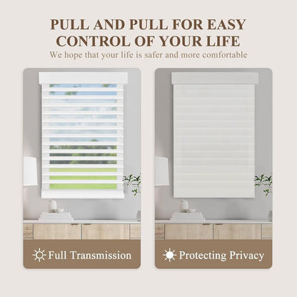 Etokfoks 59in H White Light Filtering Dual Layer Blinds Shades for Windows