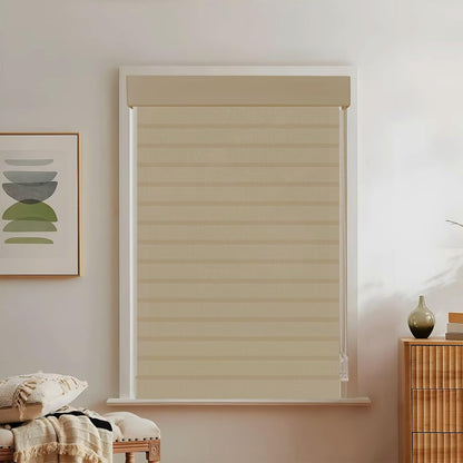 Etokfoks 59in H Coffee Light Filtering Dual Layer Blinds Shades for Windows