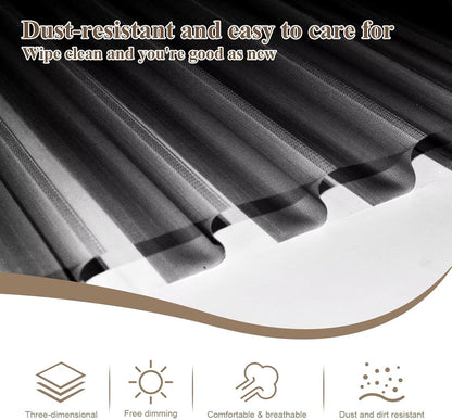 Etokfoks 59in H Black Light Filtering Dual Layer Blinds Shades for Windows