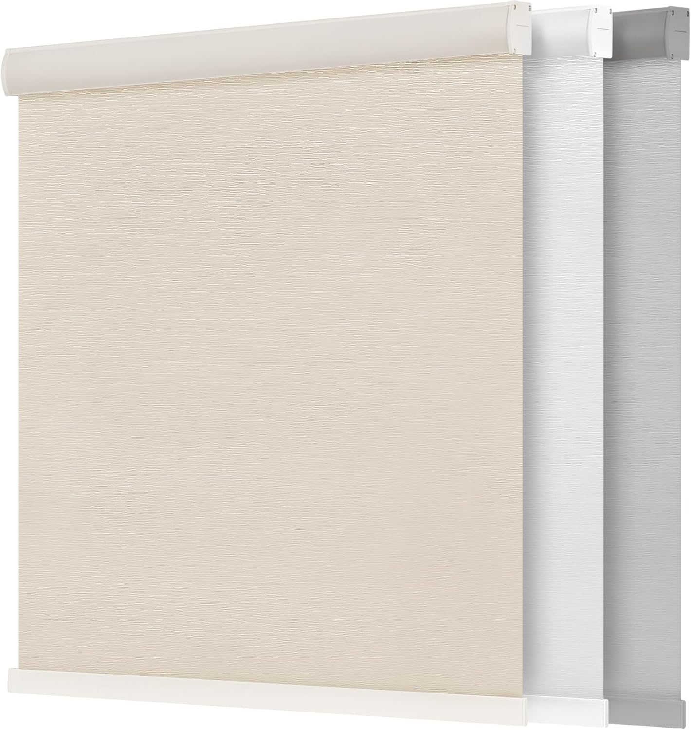 Etokfoks 71in W Cream Light Filtering Jacquard Fabric Roller Shades Blinds for Indoor Windows