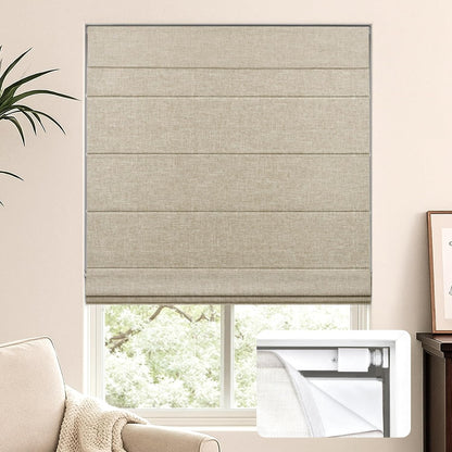 Etokfoks 44 in W Blackout Beige Roman Shade Lightweight Fabric Blinds for Indoor Windows