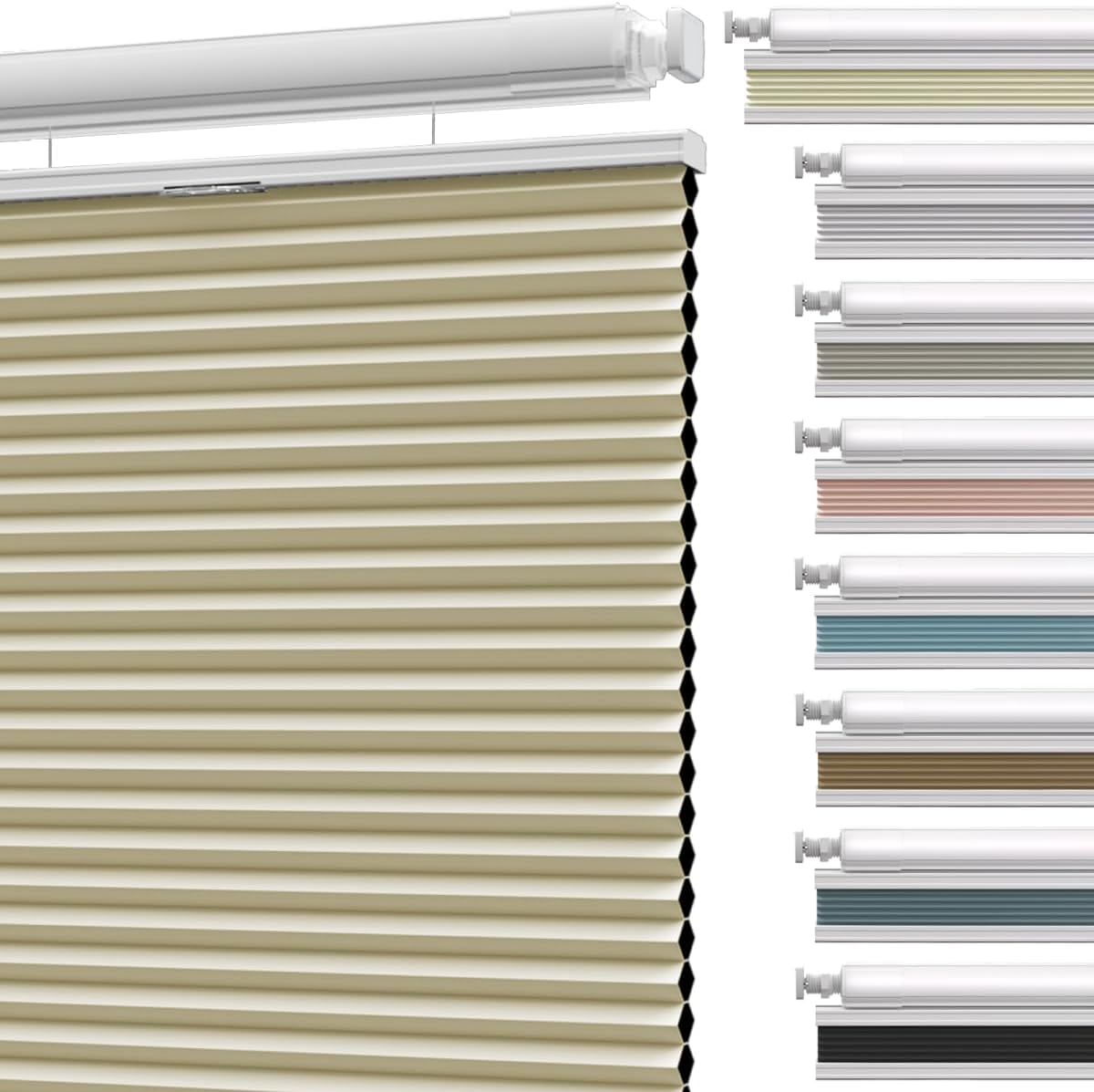 Etokfoks 67in W Beige Blackout Shades Cellular Blinds for Indoor Windows with Top Down Room