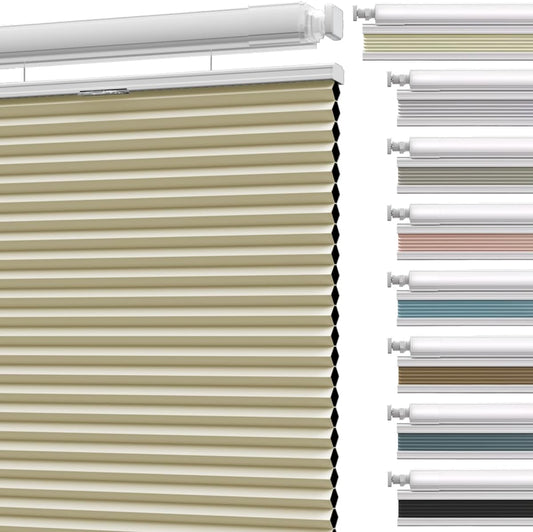 Etokfoks 67in W Beige Blackout Shades Cellular Blinds for Indoor Windows with Top Down Room