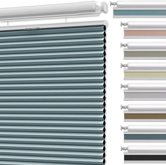 Etokfoks 67in W Blue Blackout Shades Cellular Blinds for Indoor Windows with Top Down Room