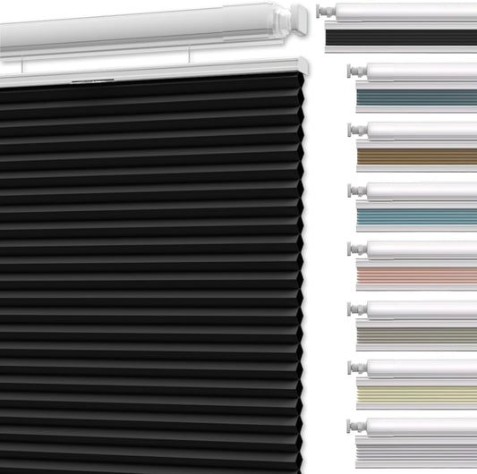 Etokfoks 67in W Black Blackout Shades Cellular Blinds for Indoor Windows with Top Down Room