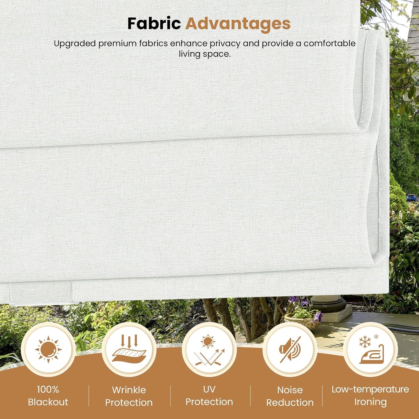 Etokfoks 55" W Blackout White Roman Shades Fabric Blinds for Windows