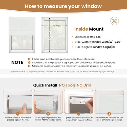Etokfoks 55" W Blackout White Roman Shades Fabric Blinds for Windows