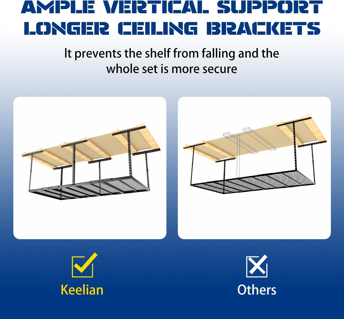 Adrinfly Adjustable Garage Ceiling Storage Rack, 22"-40" Dropdown Height, 600LBS Capacity, 4 Heavy-Duty Hooks for Bikes, Tools, Seasonal Items, 105 Cu Ft Storage Space