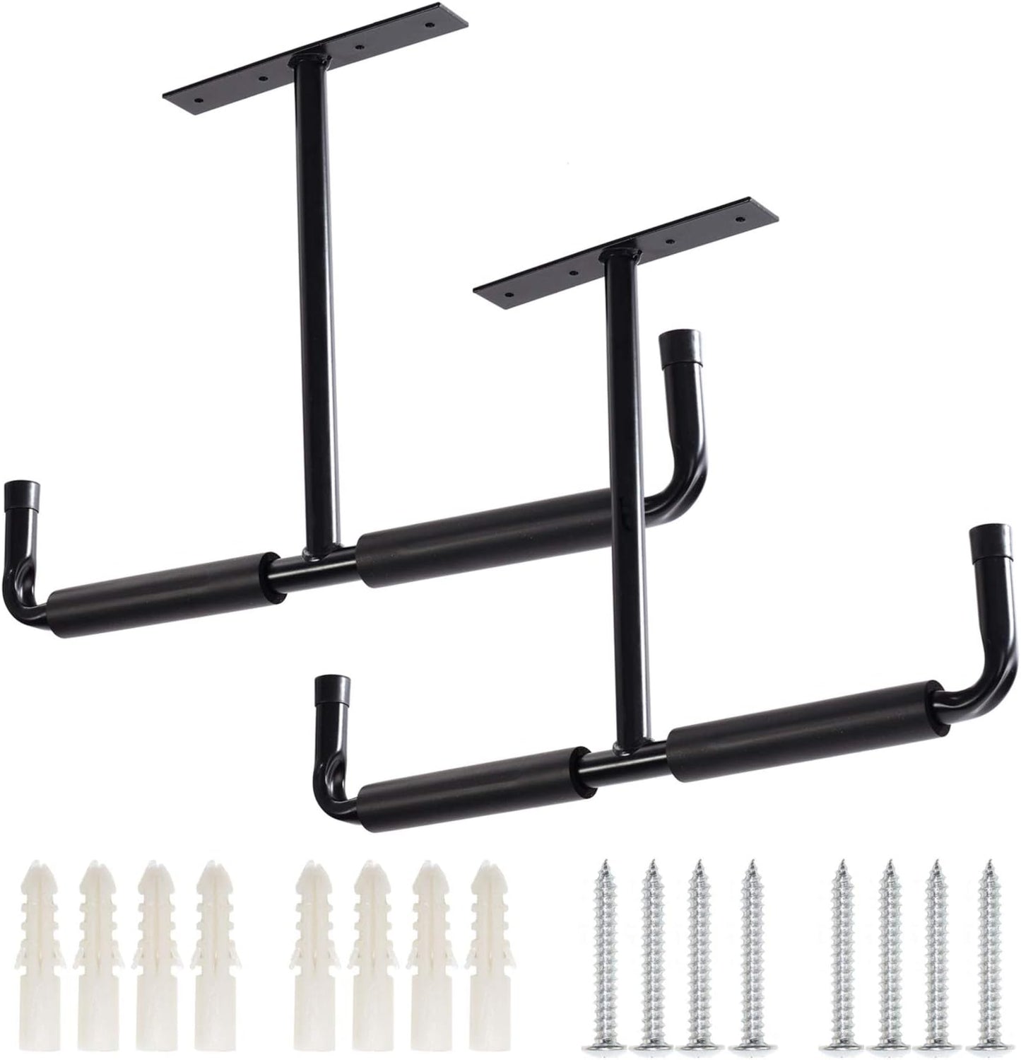 Adrinfly Multi-Function Ceiling Mounted Garage Storage Hooks, Heavy Duty Tubular Steel with Vinyl Coating for Ladders, Bikes, Tools, Overhead Rafter/Beam Mount, Space Saving Organizer for Garage, Basement, Shed