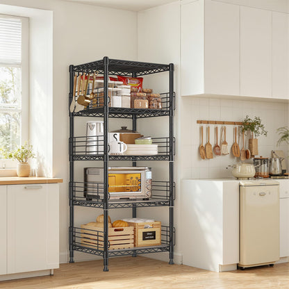 Adrinfly Metal Shelving with 8 Anti-drop Blockers, 5 Tier 330LBS Capacity Wire Shelving Unit, 59" Tall Heavy Duty Storage Rack for Kitchen Pantry Office Garage Small Spaces
