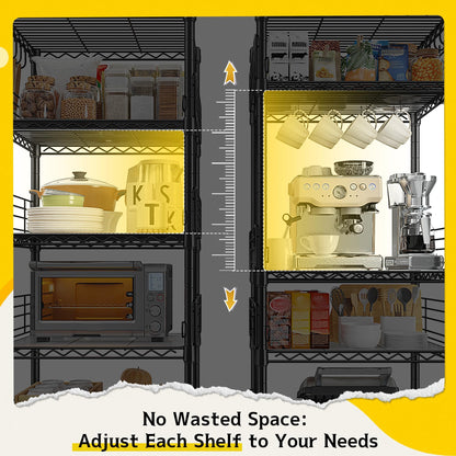 Adrinfly Metal Shelving with 8 Anti-drop Blockers, 5 Tier 330LBS Capacity Wire Shelving Unit, 59" Tall Heavy Duty Storage Rack for Kitchen Pantry Office Garage Small Spaces