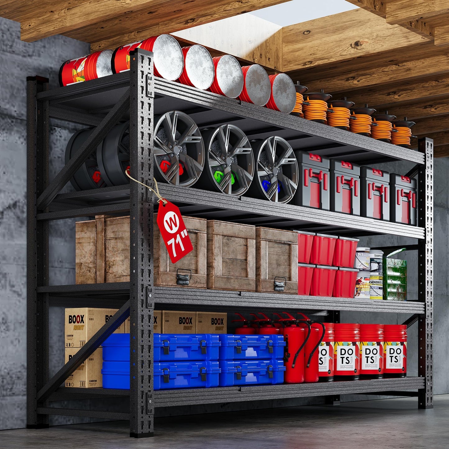 Adrinfly Heavy-Duty Garage Storage Shelves with Adjustable Layers, 5000 lbs Capacity, Reinforced Metal Frame, Expandable Design for Garage/Shop/Warehouse/Basement