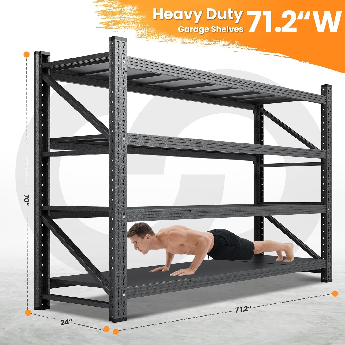 Adrinfly Heavy-Duty Garage Storage Shelves with Adjustable Layers, 5000 lbs Capacity, Reinforced Metal Frame, Expandable Design for Garage/Shop/Warehouse/Basement