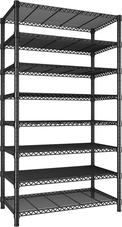 Adrinfly 75"H x 35"W x 14"D Metal Shelving, 8-Tier Storage Shelf with 130LBS/Each & 1040LBS Total Capacity, Heavy-Duty 19.1mm Posts & Anti-Tipping Design for Home Storage