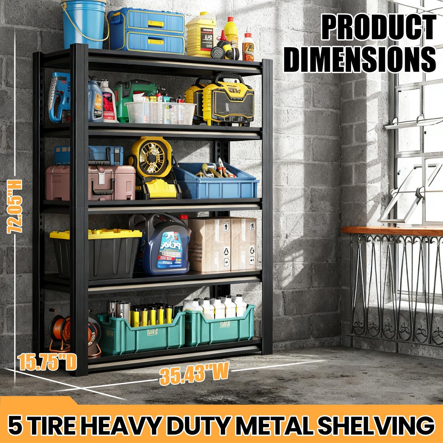 Adrinfly Heavy-Duty Garage Shelving, 3000 lbs Load Capacity, Double-Layer Cold-Rolled Steel, Adjustable Height, Rust-Resistant Powder-Coated, Versatile for Garage/Workshop/Office Storage
