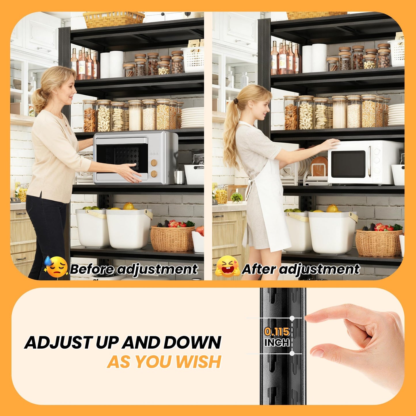 Adrinfly Heavy-Duty Garage Shelving, 3000 lbs Load Capacity, Double-Layer Cold-Rolled Steel, Adjustable Height, Rust-Resistant Powder-Coated, Versatile for Garage/Workshop/Office Storage