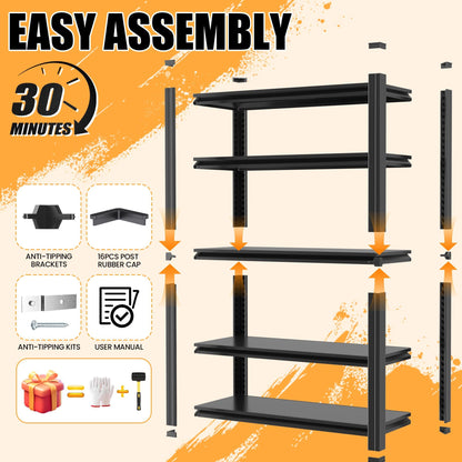 Adrinfly Heavy-Duty Garage Shelving, 3000 lbs Load Capacity, Double-Layer Cold-Rolled Steel, Adjustable Height, Rust-Resistant Powder-Coated, Versatile for Garage/Workshop/Office Storage