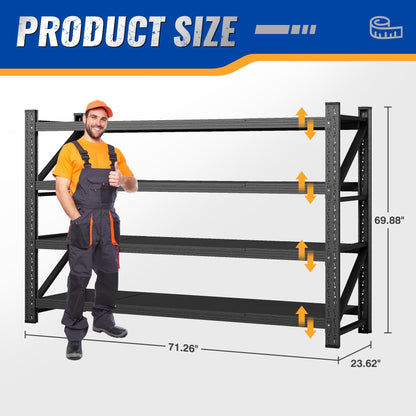Adrinfly Extra Large Heavy-Duty Steel Shelving 71"W x 24"D x 69"H, 4 Adjustable Shelves, 5000LBS Load Capacity for Garage, Factory, Warehouse Storage
