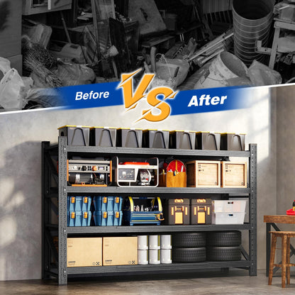 Adrinfly Extra Large Heavy-Duty Steel Shelving 71"W x 24"D x 69"H, 4 Adjustable Shelves, 5000LBS Load Capacity for Garage, Factory, Warehouse Storage