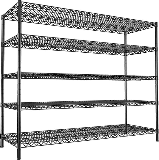 Adrinfly 3200lbs Capacity Heavy Duty 5-Tier Wire Shelving Unit, 55.5"Wx18"Dx71"H Metal Storage Shelves for Kitchen, Garage, Commercial Use, Sturdy Steel Organizer with 640lbs per Tier
