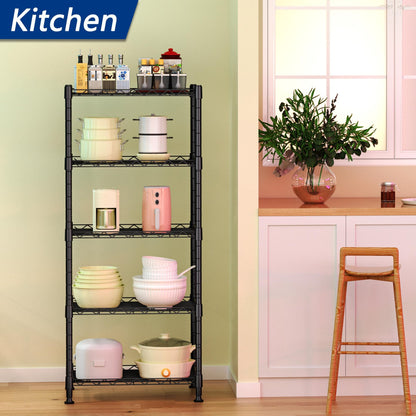 Adrinfly Premium Spider Web Steel Shelving Unit, 11.8"D x16.6"W x53.5"H, 500lbs Capacity, No Tools Assembly, Adjustable Shelves for Kitchen/Bathroom/Garage/Office, Sturdy & Space-Saving