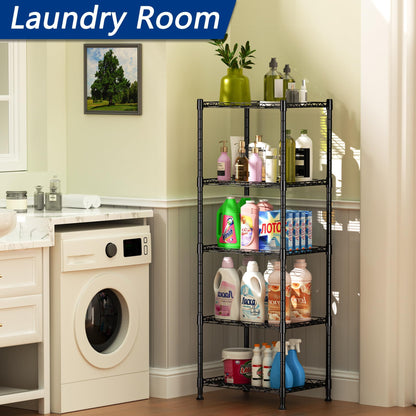 Adrinfly Premium Spider Web Steel Shelving Unit, 11.8"D x16.6"W x53.5"H, 500lbs Capacity, No Tools Assembly, Adjustable Shelves for Kitchen/Bathroom/Garage/Office, Sturdy & Space-Saving